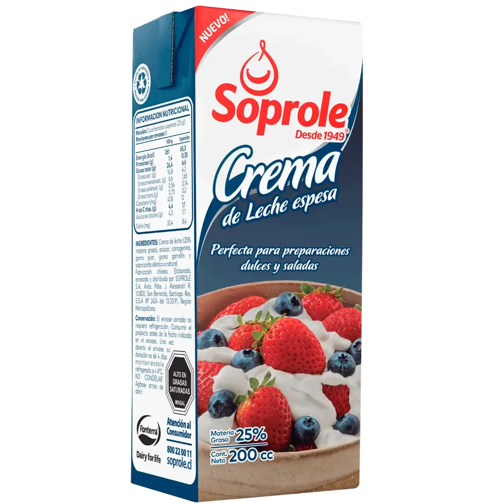 ID 4197565 - CREMA DE LECHE SOPROLE PARA BATIR CAJA 200 ML UNIDAD