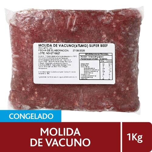 ID 4279677 - VACUNO MOLIDO CONGELADO 6% MG BOLSA 1 K UNIDAD