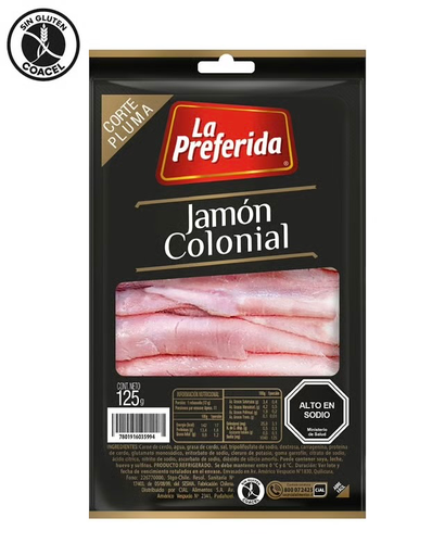 ID 4287174 - JAMON CERDO LA PREFERIDA COLONIAL LAMINADO DISPLAY 125 G UNIDAD