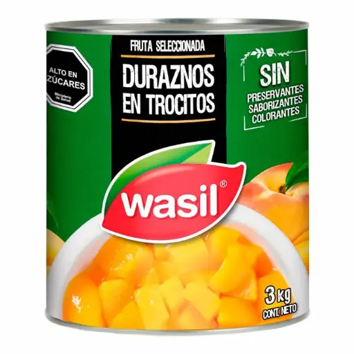 ID 4201833 - FRUTA CONSERVA WASIL DURAZNOS TROCITOS TARRO 3000 G UNIDAD