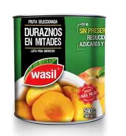 ID 4214040 - FRUTA CONSERVA WASIL DURAZNO EN ALMÍBAR MITADES TARRO 820 G