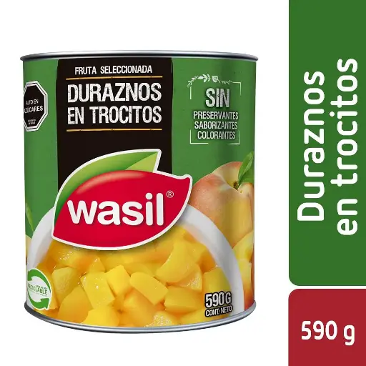 ID 4212221 - FRUTA CONSERVA WASIL DURAZNO TROCITOS TARRO 590 G UNIDAD