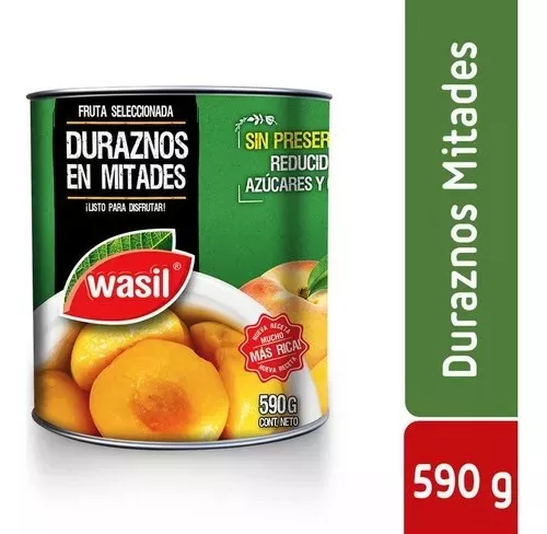 ID 4212170 - FRUTA CONSERVA WASIL DURAZNO EN ALMÍBAR MITADES TARRO 590 G UNIDAD