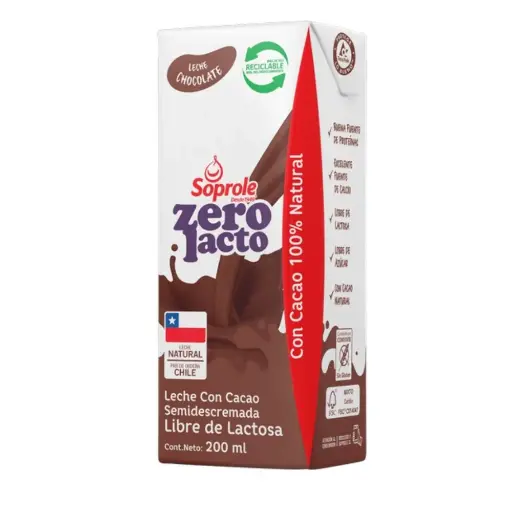 ID 4233675 - LECHE SABORIZADA SEMIDESCREMADA SIN LACTOSA CHOCOLATE SOPROLE CAJA 200 ML UNIDAD